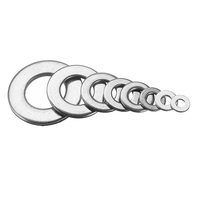 500pcs M2 M2.5 M3 M4 M5 M6 M8 M10 Hardware Stainless Steel Flat Washer Metric Flat Washers Assortment Kit