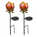 2pcs Solar Flower Light Outdoor Yard Warm White Garden Landscape Decor Lamp