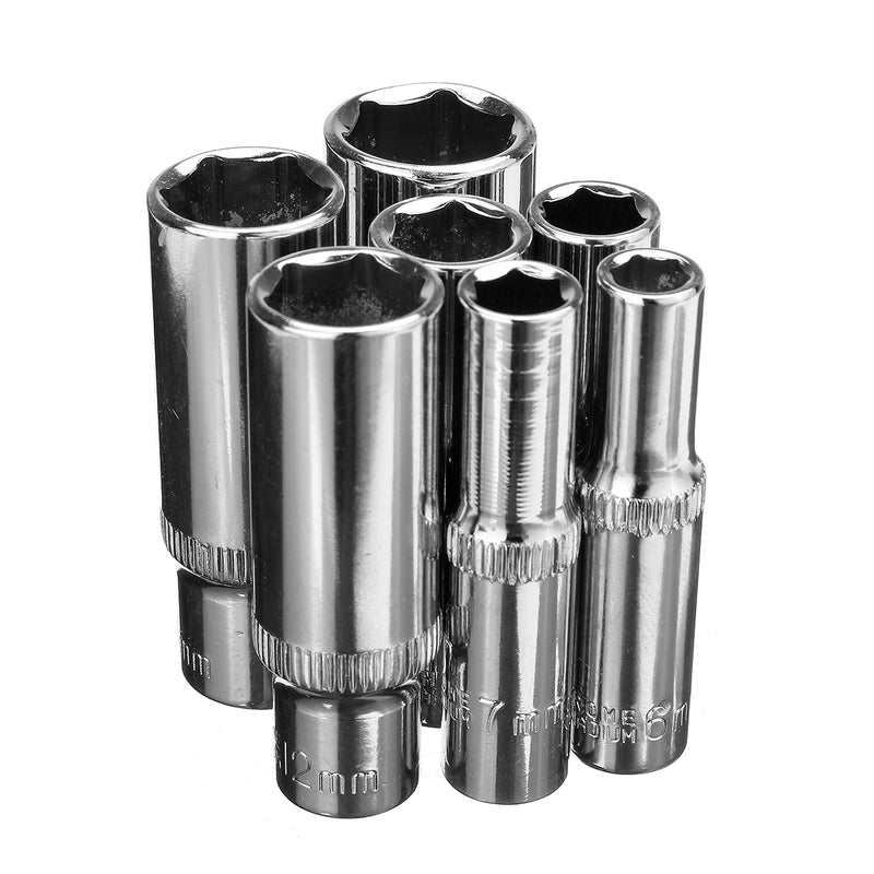 53Pcs 1/4" Drive Socket Ratchet Wrench Combo Bit Set Car Motorcycle Repair Hand Tool Kit