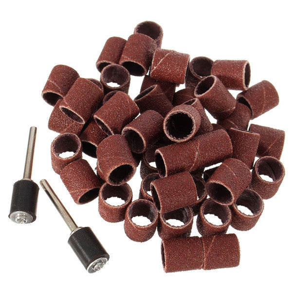 52pcs 80 120 Grit Sanding Drum Sleeves Sander with 2 Mandrels for Dremel Rotary Tool