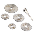 Drillpro 6pcs HSS Circular Saw Blade Set with 3.2mm 6mm  Extension Rod Shank for Rotary Tools