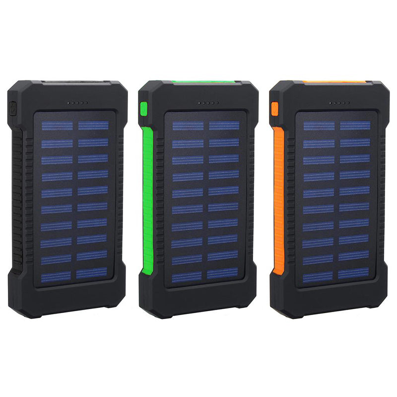 5000Mah Portable Solar Power Bank Dual USB Efficient Charger with LED Lamp Compass Climbing Hook