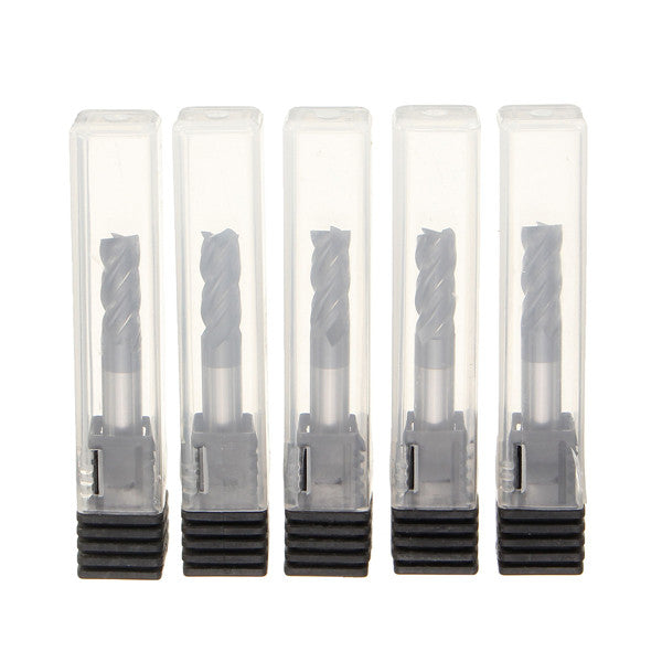 5pcs 6mm Head 4 Flute Tungsten Steel End Mill Cutter