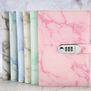 A5 Notebook Paper Vintage Leather Marbling Diary Journal with Combination Password Lock Code Notebook