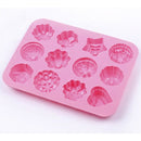 Multipurpose 12 Holes Flowers Silicone Cake Mold Ice Cream Mold Jelly Pudding Mold Chocolate Mold