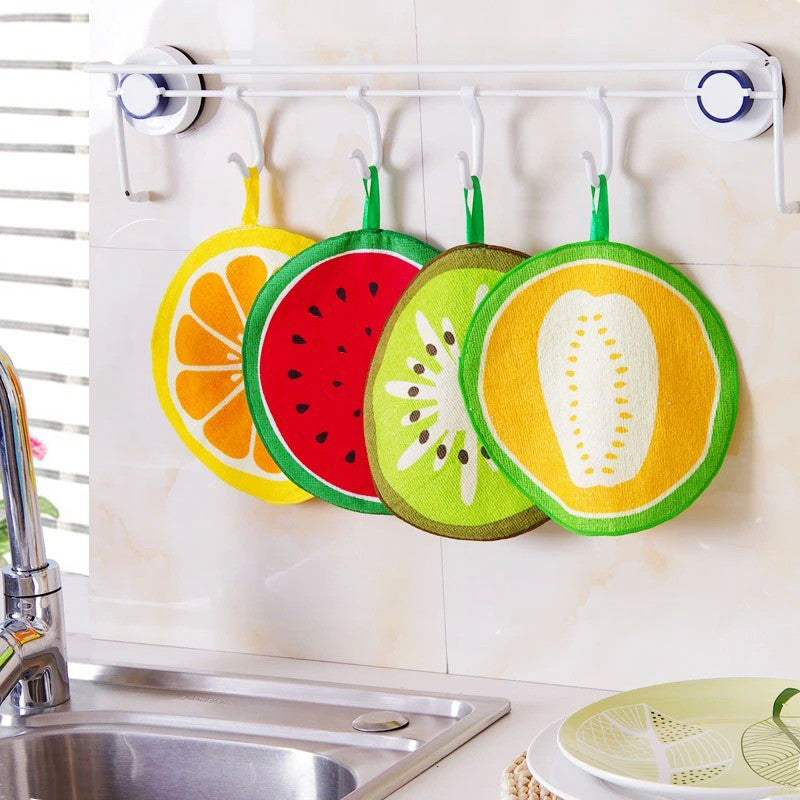 Honana Fruit Pattern Towel Absorbent Cloth Kitchen Towel Handkerchief Quick-Dry Cleaning Dish Cloth