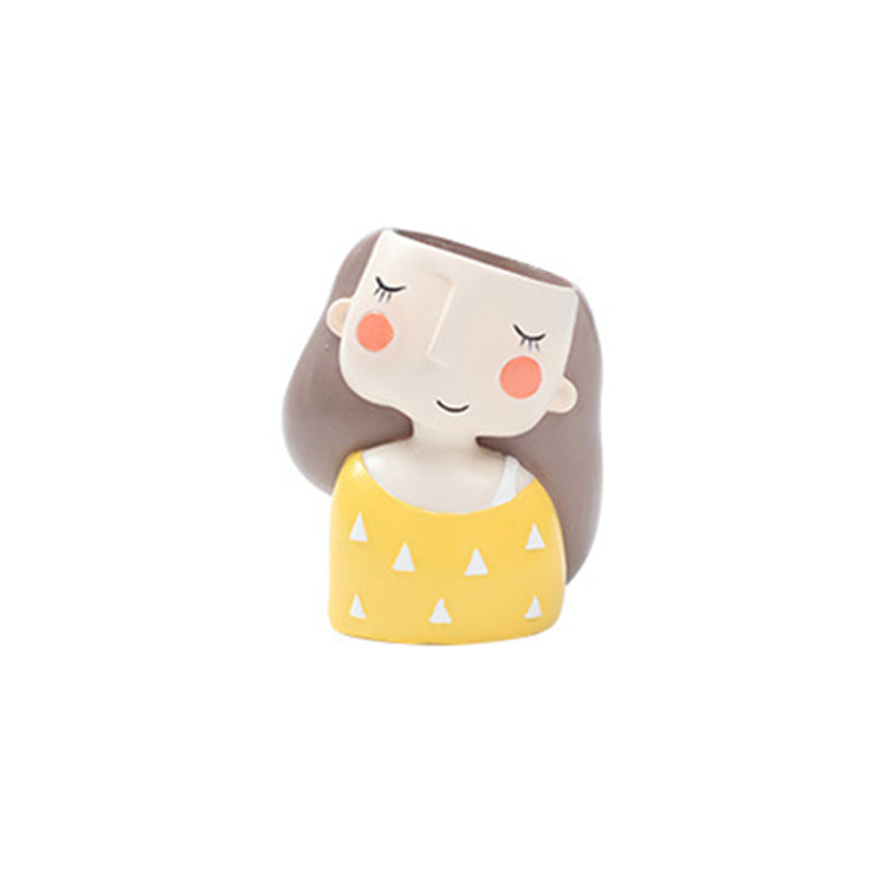Succulent Plant Pot Cute Girl Flower Planter Creat Design Home Garden Decorations