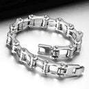 Silver Black Stainless Steel Motorcycle Bike Chain Bracelet For Men