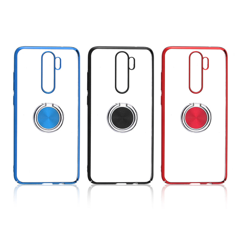 Bakeey Plating Transparent Ultra-thin with Finger Ring Holder Shockproof PC Protective Case for Xiaomi Redmi Note 8 Pro