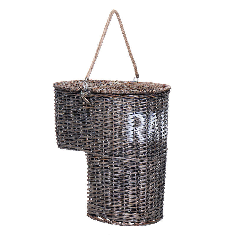 Wicker Handwoven Stair Step Storage Box Basket Baskets Container Carry With Handle