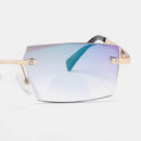 TR90 Ultra-light Fashion Frameless Trimmed Double-glazed Presbyopic Glasses with Blue-light Protection for Men and Women Comfort Metal Reading Glasses