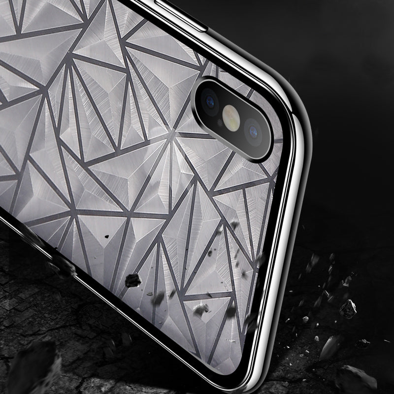 Bakeey Diamond Pattern Magnetic Adsorption Full Body Tempered Glass Back Cover+PC Frame Protective