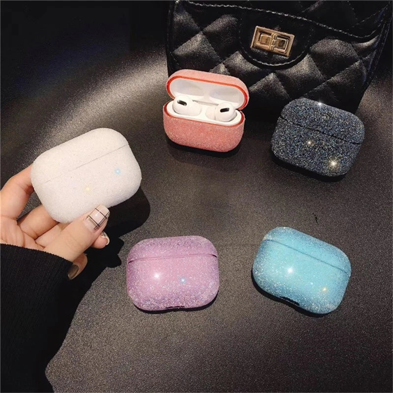 Bakeey Luxury 3D Cute Matte Particles Glitter Bling Sequins Diamond Shockproof Anti-drop Earphone Storage Case for Apple Airpods 3 Airpods Pro 2019