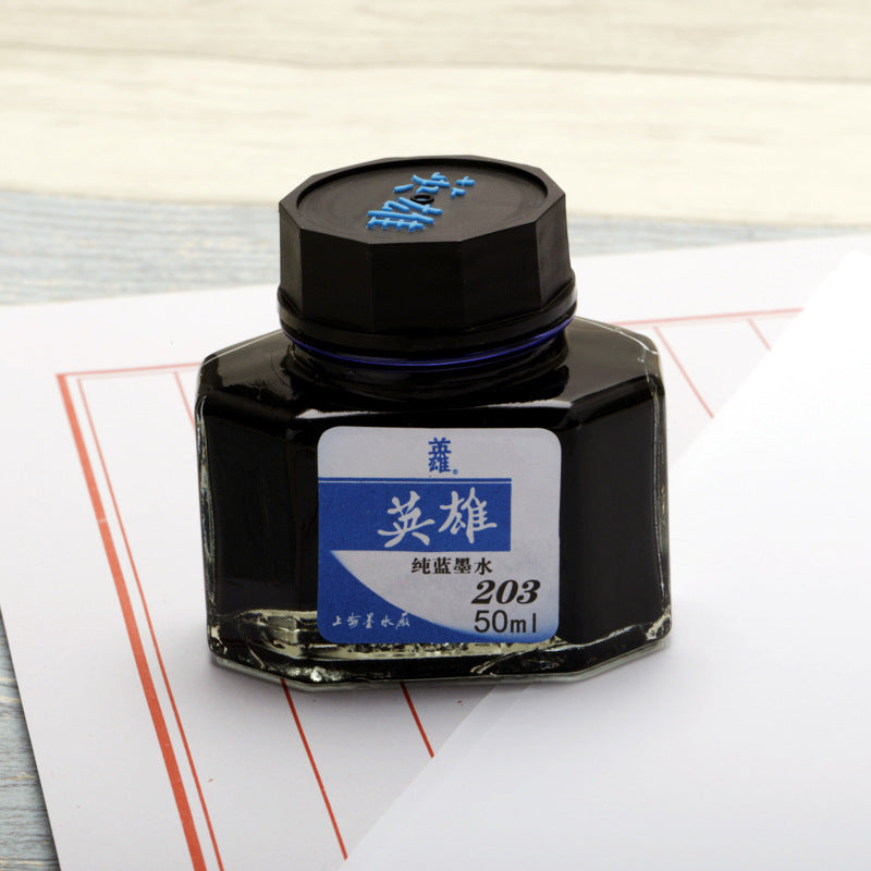 HERO 20/25/50/60ml Bottled Glass Smooth Writing Fountain Pen Ink Non-carbon Waterproof Ink Refill Students Stationery Office School Supplies 201 202 203 204 400 440 8801 8802 8804 8808 9001 9002
