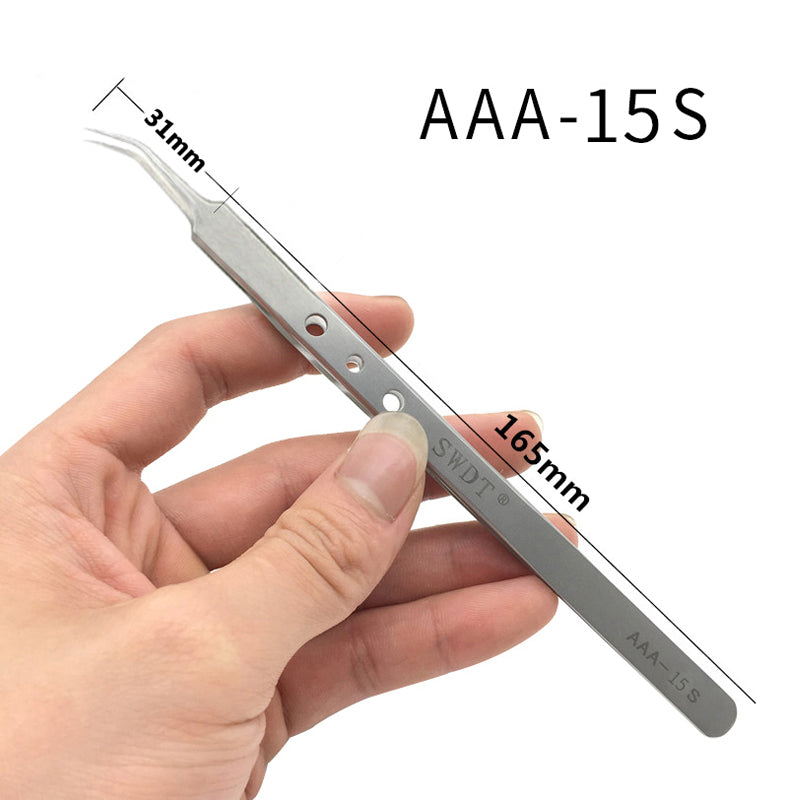AAA-12S AAA-14S AAA-15S Precision Pointed Tweezers Stainless Steel Clamps Lengthened Medical Anti-Static Tweezer Tool