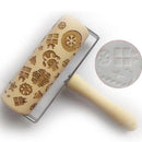 Push-Style Christmas Printed Embossing Rolling Pin Cookie Dough Stick Tool Baking Noodle Cake Engraved Roller