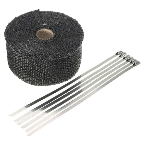 5M Black High Heat Insulation Fiber Glass Wrap Exhaust Header Pipe Tape