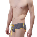 Swimming Trunks Drawstring Boxer Patchwork Side Button Swimsuits for Men