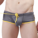 Swimming Trunks Drawstring Boxer Patchwork Side Button Swimsuits for Men