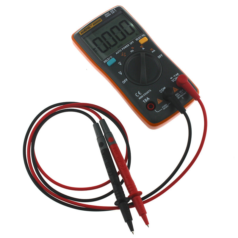 ANENG AN8000 Orange Digital Multimeter Voltmeter Ammeter Ohmmeter Volt AC DC Ohm Tester Meter + Test Lead Set