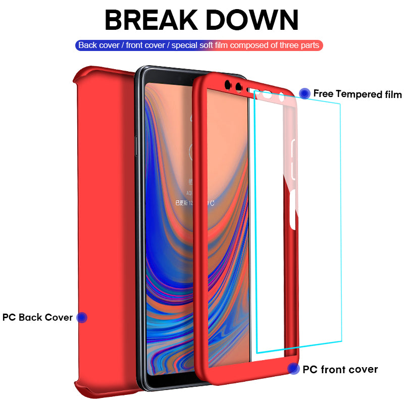 Bakeey 360 Full Body PC Front+Back Cover Protective Case With Screen Protector For Samsung Galaxy A9 2018/A7 2018/A8 2018/A8 Plus 2018