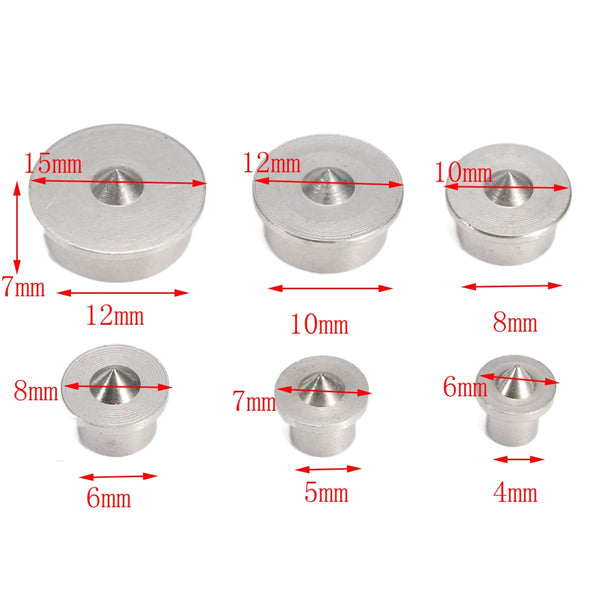 6pcs Dowel Drill Centre Points Pin Wood 4-12mm Dowel Tenon Center For Drill Hole