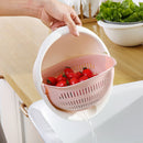 Double Layer Round Drain Basket Kitchen Bracket For Washing Fruit Vegetable