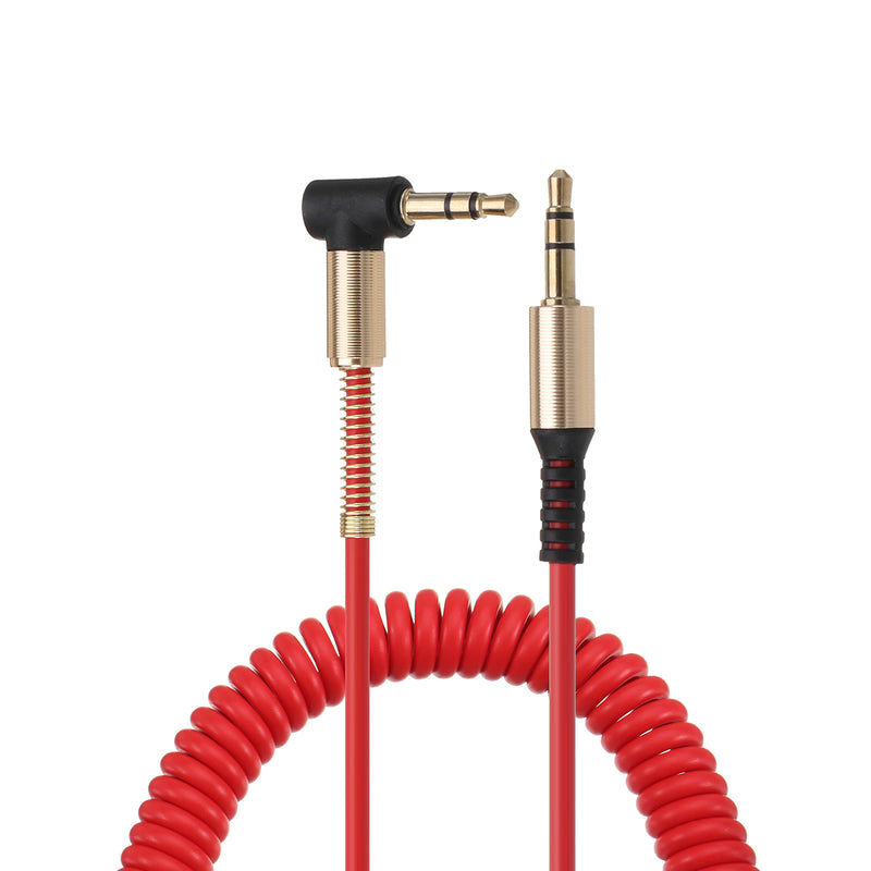 3.5mm Male to Male Coiled Stereo Audio Cable Copper Cable for Phone Speaker Tablet