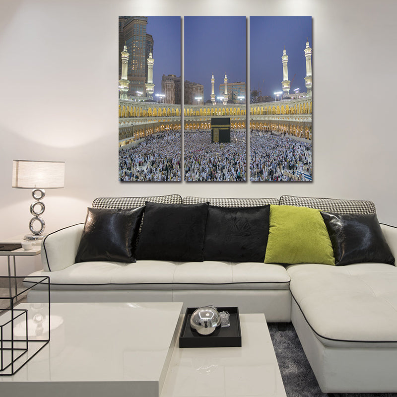 Miico Hand Painted Three Combination Decorative Paintings Islamic Religious Wall Art For Home Decoration