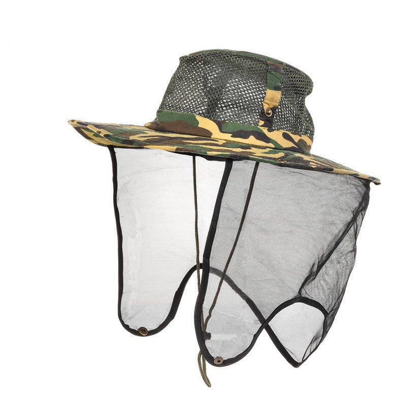 LEO Camo Anti-insect Visor Cap Climbing Fishing Hiking Breathable Wide Brim Anti-mosquito Mesh Face Protection Mask Hat