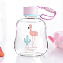 Portable Cup Lovely Flamingo Pattern Glass Cup Children Favorite Water Bottle Glass Cup