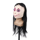 LED Scary Momo Mask Game Horror Mask Cosplay Full Head Momo Mask Big Eye With Long Wigs Halloween Party Props