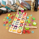 Fruit Number Math Sorting Puzzles Blocks Toys Counting Stacker Wooden Educational Toys