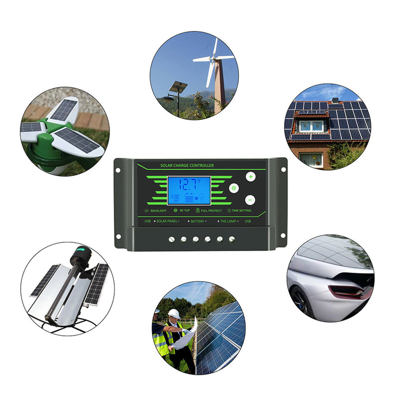 PWM Solar Controller 10A 12V 24V Auto PV Solar Charge Controller Dual 5V USB Battery Regulator