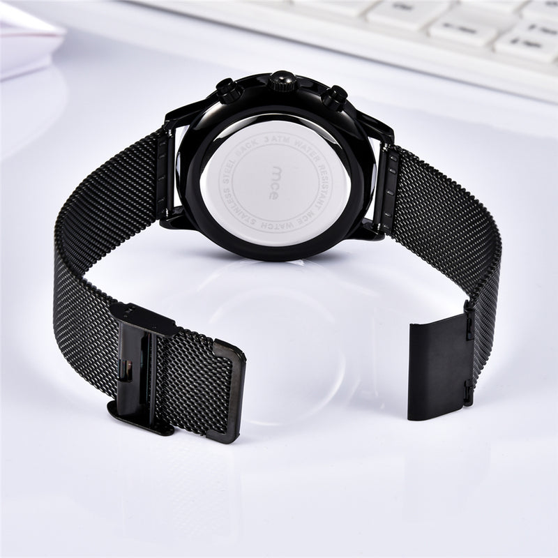 Multi-functions Fashionable Men Wrist Watch Full Steel Clock Quartz Watch