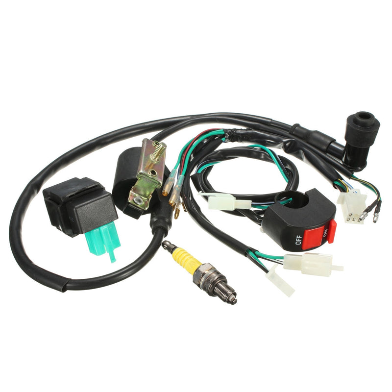 Wiring Loom Kill Switch Coil CDI Spark Plug Kit For 110cc 125cc 140cc Pit Bike