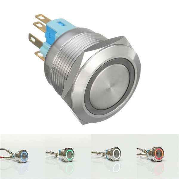 12V 6 Pin 22mm Led Light Metal Push Button Momentary Switch Waterproof  Switch