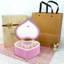 Heart Shape Dancing Ballerina Music Box Plastic Jewellery Box Carousel Hand M4F8