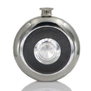 Round Stainless Steel Pocket Flask With Build-In Shot Glass 5Oz Hip Flask M F5M2