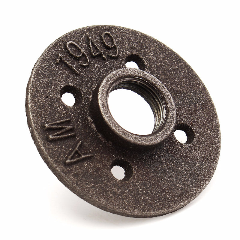 2pcs 3/4 Inch Black Malleable Iron Floor Flange Fitting Pipe NPT Antique Wall Flange Seat