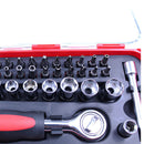 1X(38Pcs Cr-V 1/4 Inch Ratchet Socket Wrench Set Screwdriver Set Kit For Ho