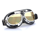 Motorcycle Scooter Helmet Goggles Silver Frame Pilot Style