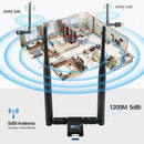 1X(Wireless Usb Wifi Adapter, 1200Mbps Dual Band 2.4Ghz/300Mbps 5Ghz/867Mbp