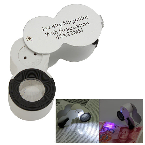 LED Magnifier Eye Glass Loupe UV Detector Currency Identifying