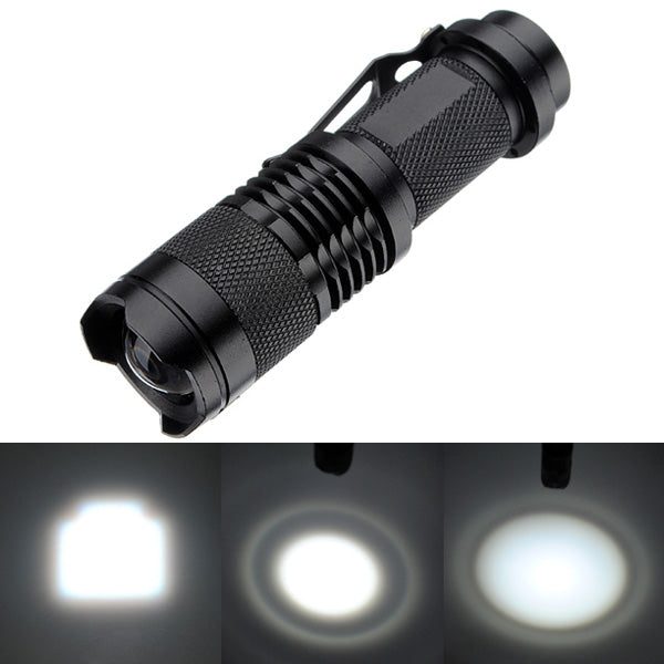 Q5 300LM Mini Zoomable LED Flashlight Black(1*AA/1*14500)