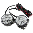 A Pair 4W DC 12V 4LED Round White Car Daytime Running Light
