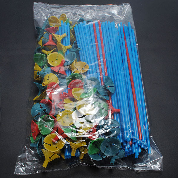 100 Pcs Blue Balloon Sticks With Multicolor Cups