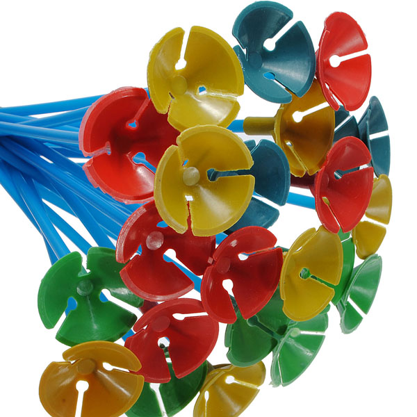 100 Pcs Blue Balloon Sticks With Multicolor Cups