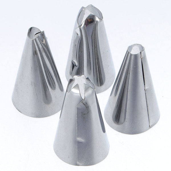 Metal Cake Decorating Pastry Icing Piping Gun 4 Nozzle Tip Set