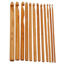 12 Bamboo Handle Crochet Hooks Needle Set